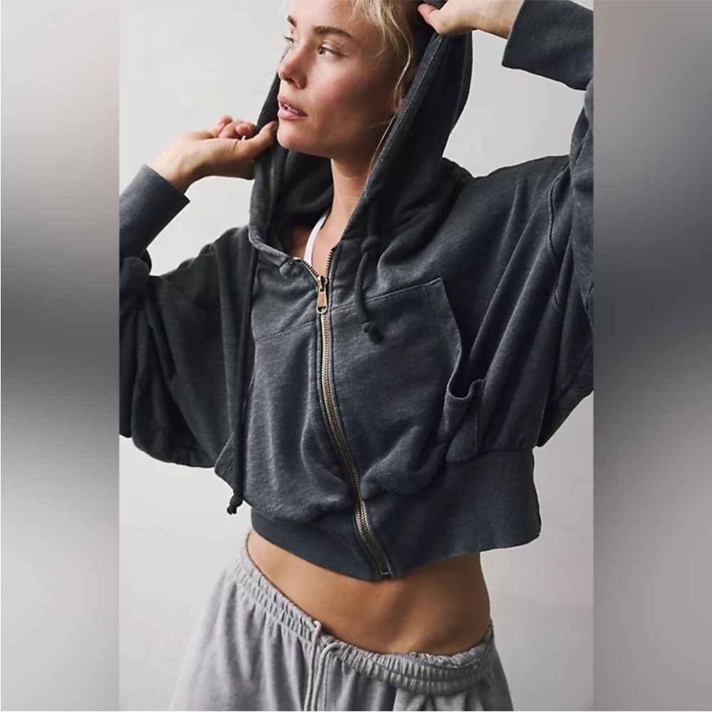 FP Movement by Free People Dark Gray Cropped Hoodie